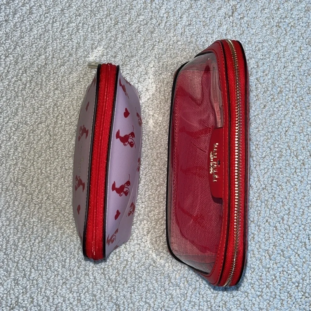 Kate Spade Cosmetic case set /2 Smaller lobster case & larger clear case Red🦞